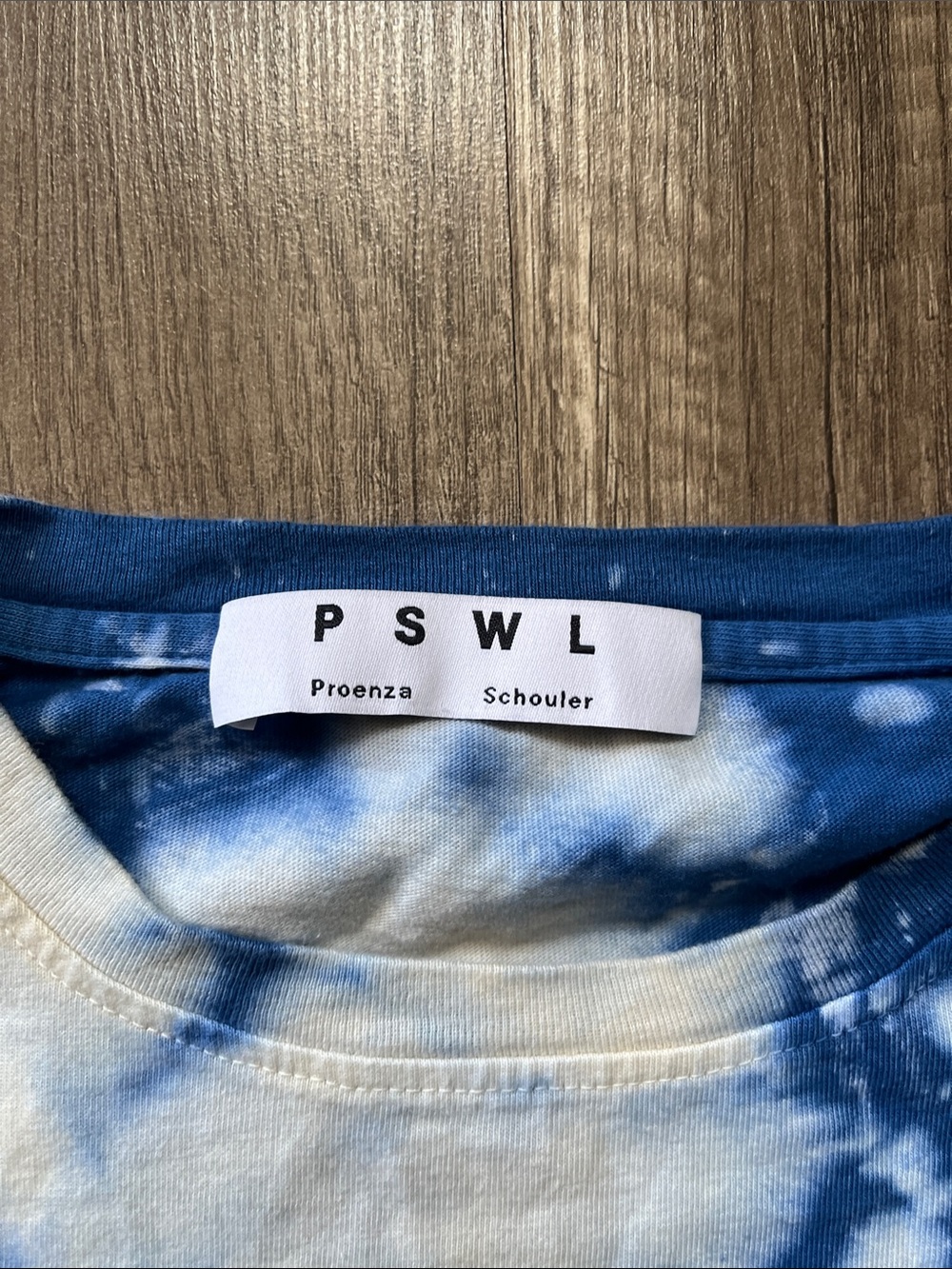 Proenza Schouler Blue & White Tie-Dye Graphic Long Sleeve Tee - Picture 2 of 5